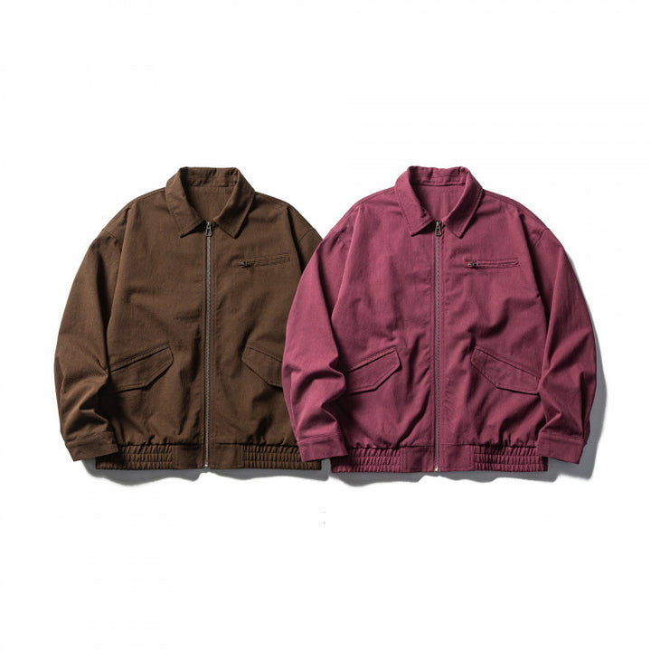 Herren Boxy-Workwear-Jacke mit durchgehendem Reißverschluss, aufgesetzten Pattentaschen und elastischem Bund Drune