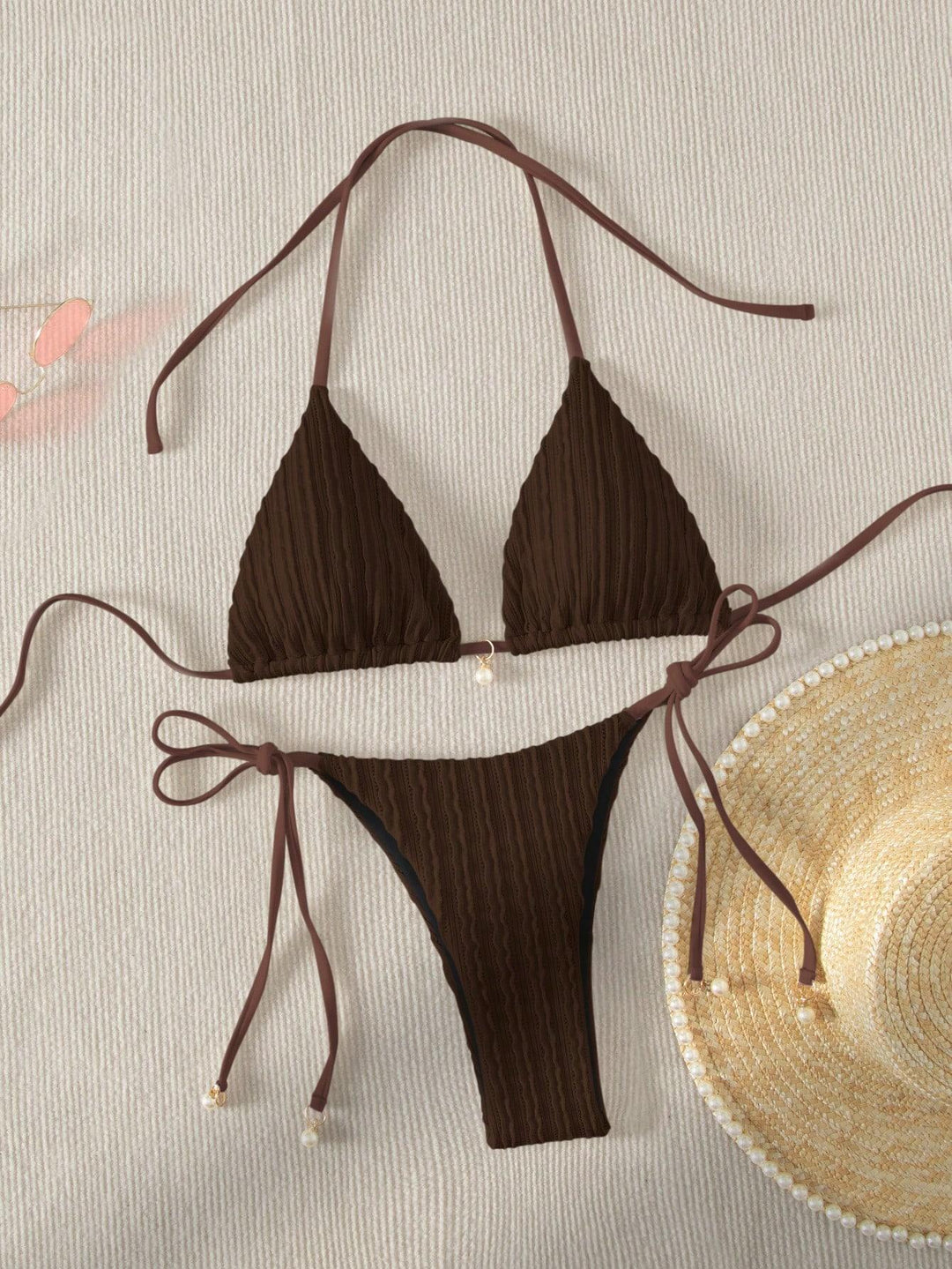 Damen Triangle-Bikini mit strukturiertem Design und verstellbaren Trägern Drune