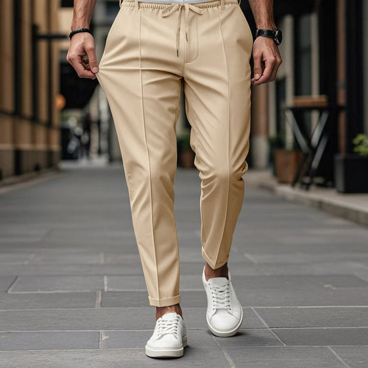Herren nan moderne tapered Jogginghose mit Bügelfalte und Kordelzug Drune