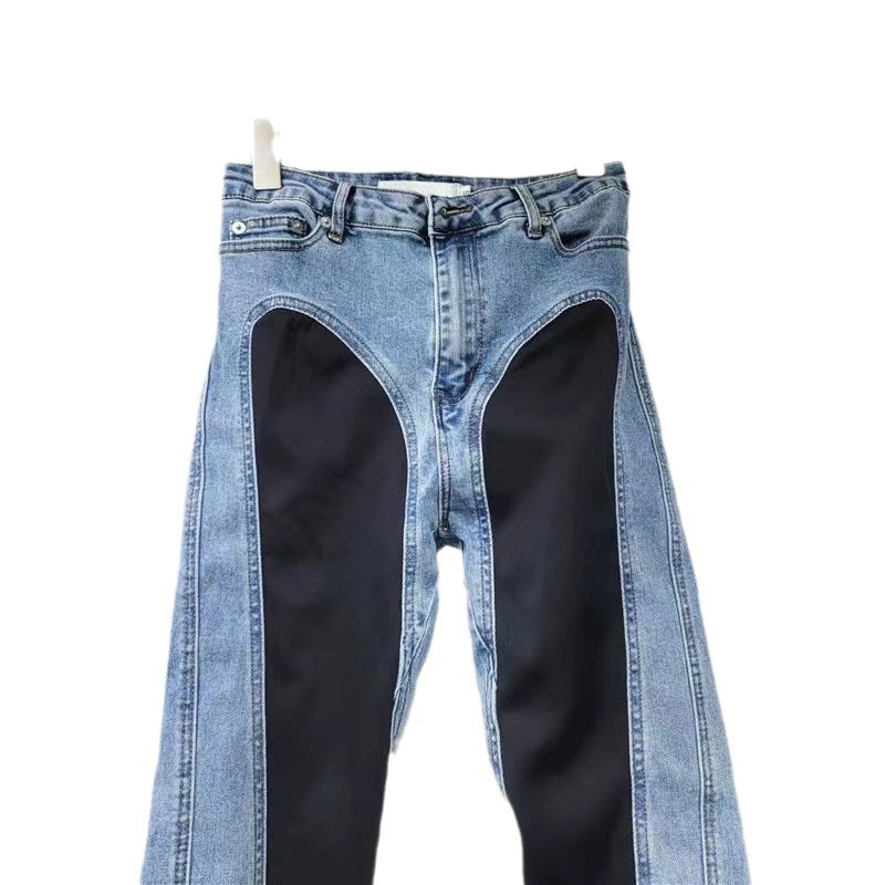 Damen Modische High-Waist Jeans mit seitlichen Schlitzen Drune