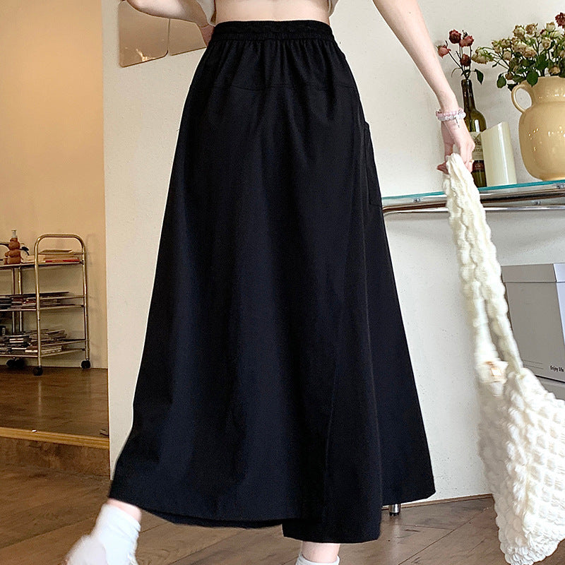 Damen Weit geschnittene Sommerrock mit hohe Taille und praktischen Taschen Drune