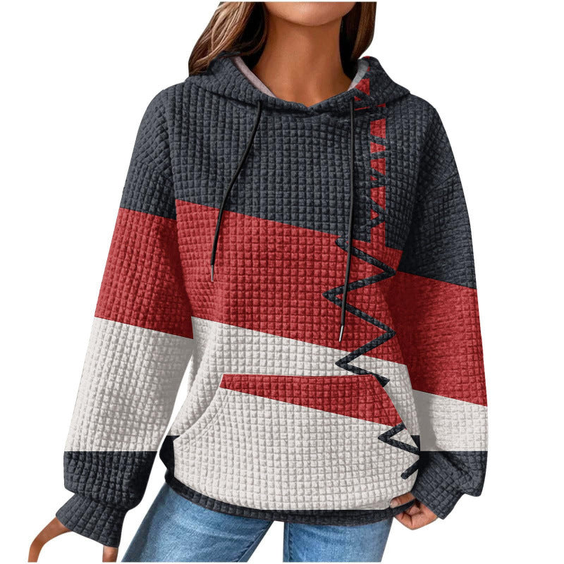 Damen Modischer Kapuzenpullover im Karodesign Drune