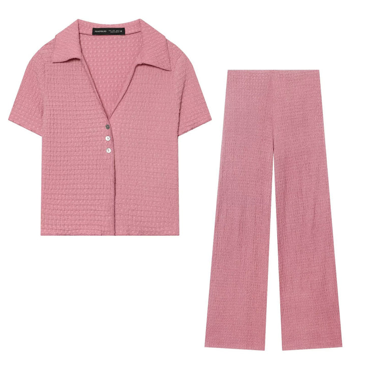 Damen Hochbundhose mit weitem Schnitt und lässiger Textur Drune