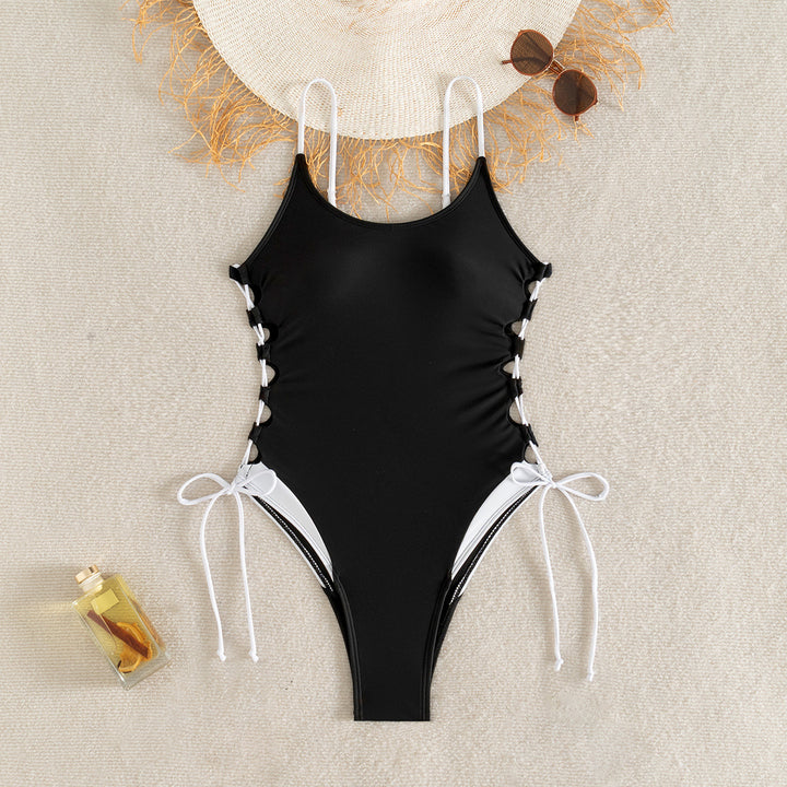 Damen Sportlicher Einteiler mit verstellbaren Schnürdetails Drune