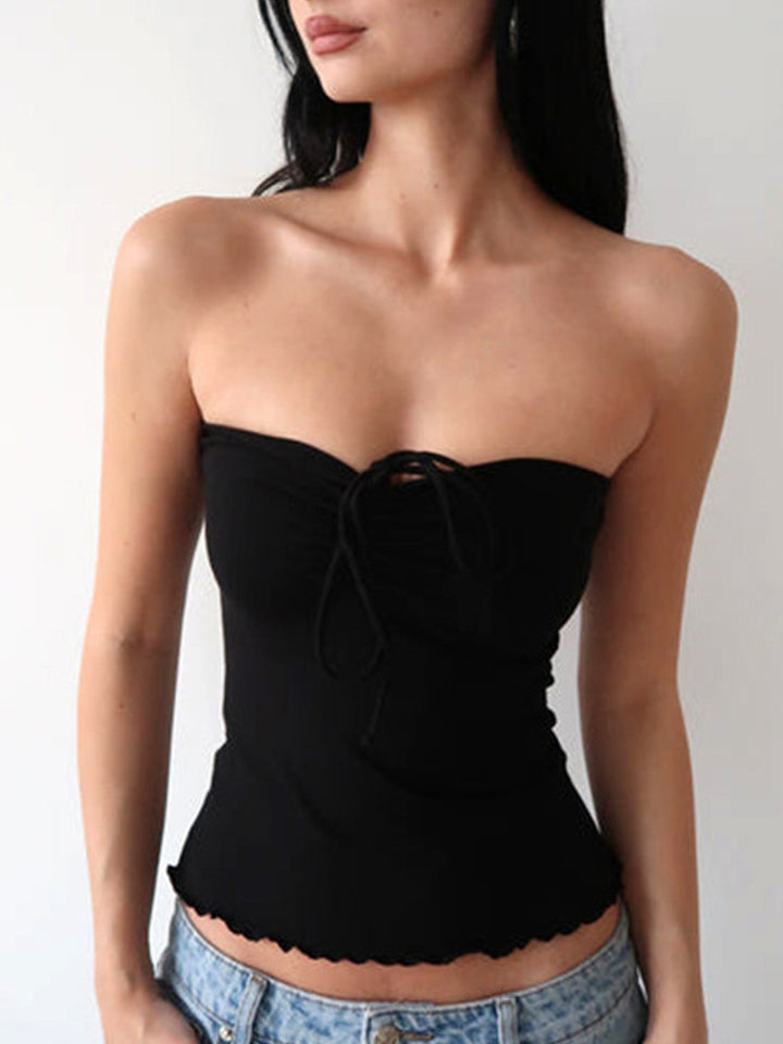 Damen Bandeau-Top mit zarten Rüschendetails und verstellbaren Trägern Drune
