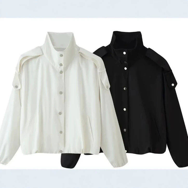 Damen Kurz geschnittener Boxy‑Blouson mit hohem Stehkragen und überschnittenen Ärmeln Drune