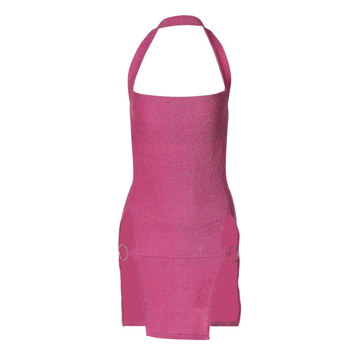 Damen Glamouröses Minikleid mit Halterneck und eleganten Seitenausschnitten Drune