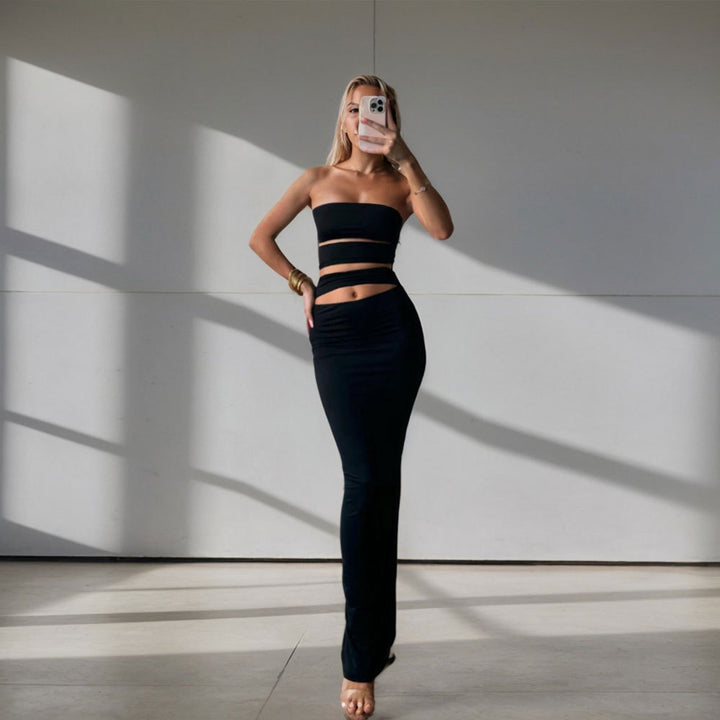 Damen Figurbetontes Kleid mit Bandeau-Ausschnitt und Praktischen Cut-Out-Details Drune