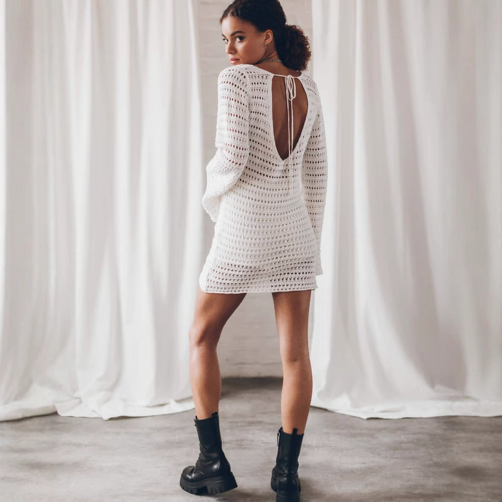 Damen Häkel Mini Kleid Drune