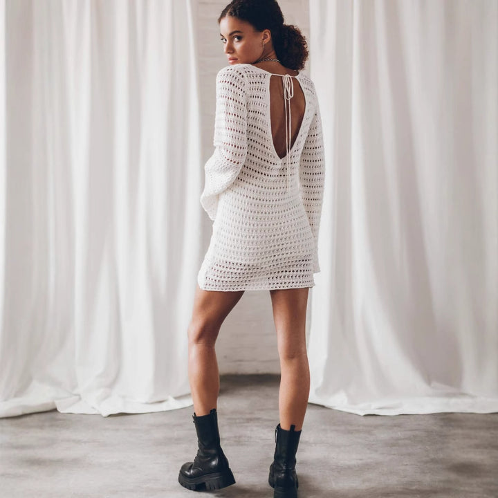 Damen Häkel Mini Kleid Drune