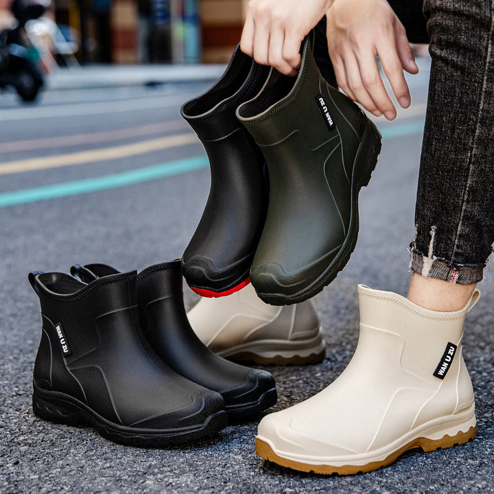 Herren Schlupf-Ankle-Gummistiefel mit stoßdämpfender Leichtsohle und griffiger Profilsohle Drune