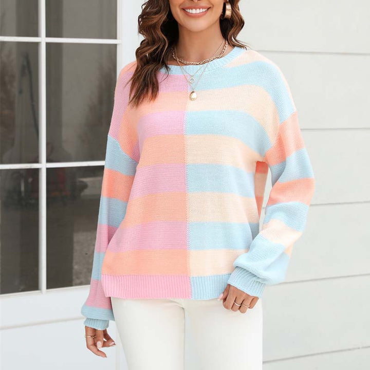 Drune | Farbiger Gestreifter Strickpullover Mit Stil
