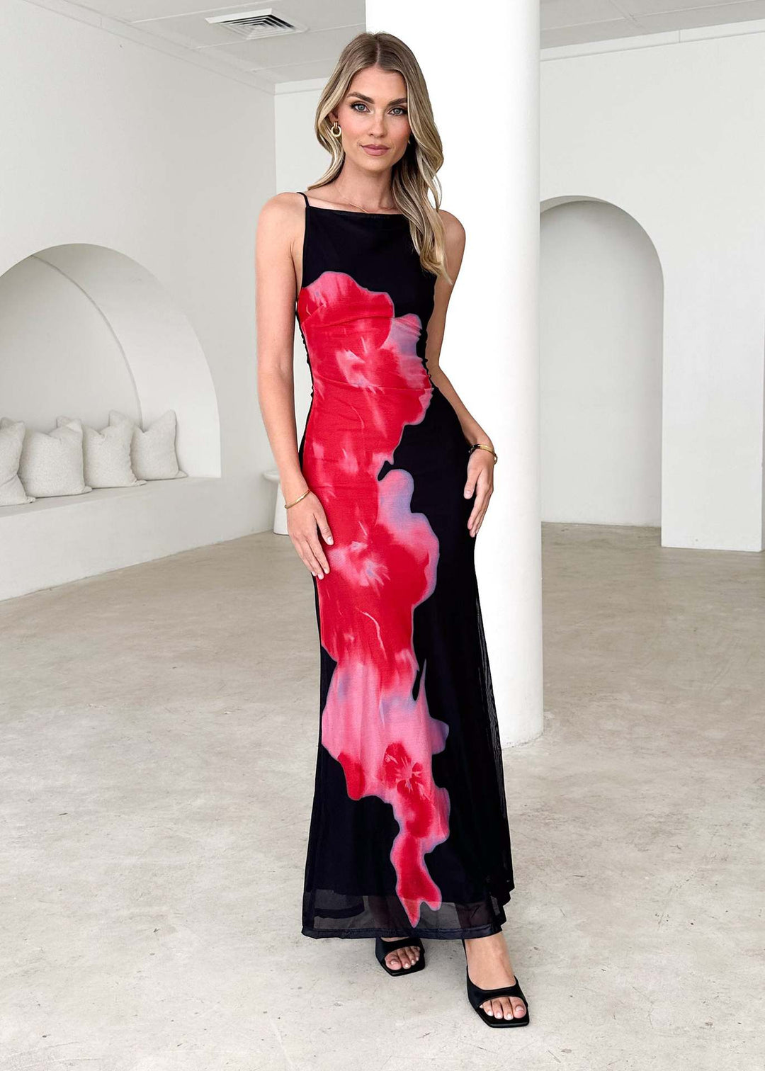 Damen Elegantes Maxikleid mit floralem Druck und schmalem Schnitt Drune