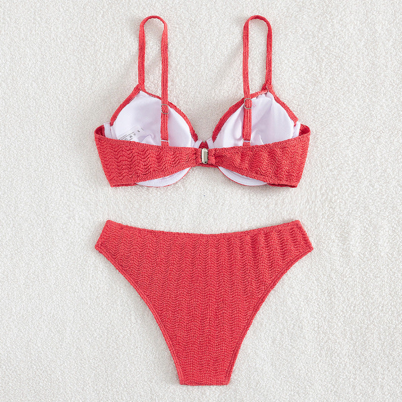 Damen Push-Up-Bikini mit stylishen Texturen Drune