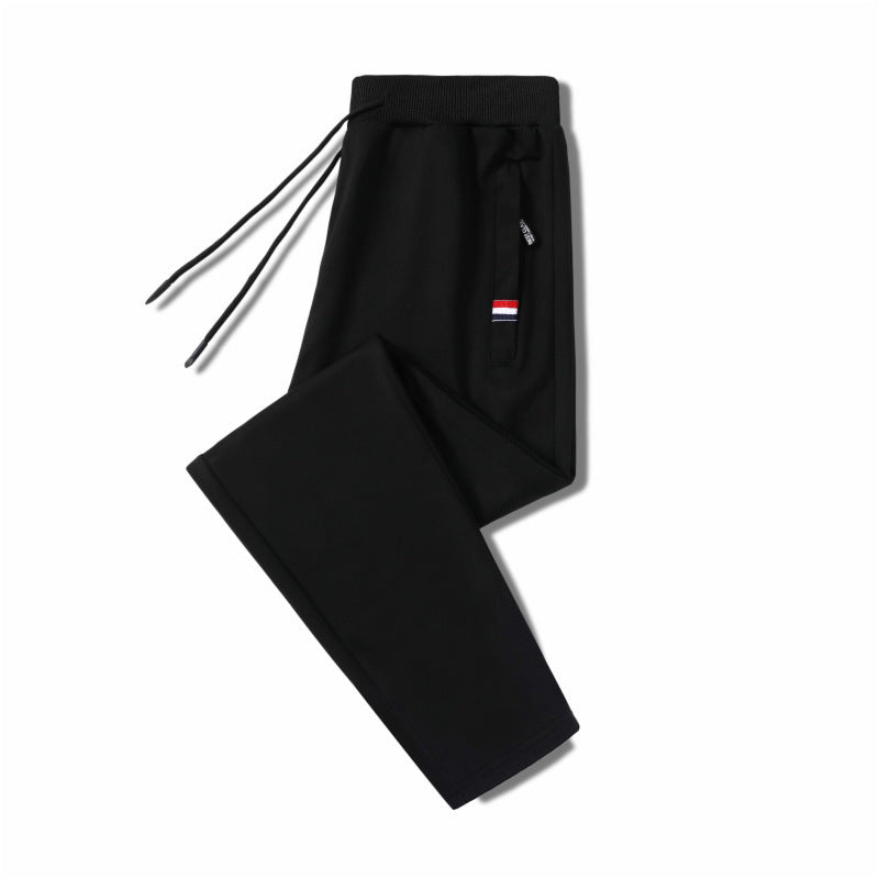 Herren Slim-Fit Jogginghose mit elastischem Rippbund, Kordelzug und Reißverschlusstaschen Drune