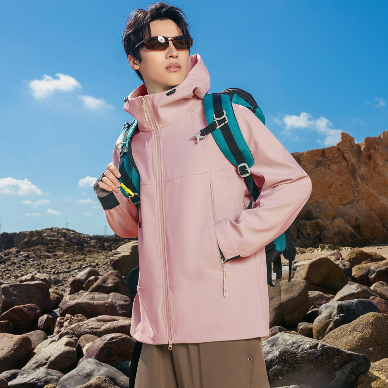 Herren Softshell-Outdoorjacke mit Kapuze, winddicht und wasserabweisend Drune