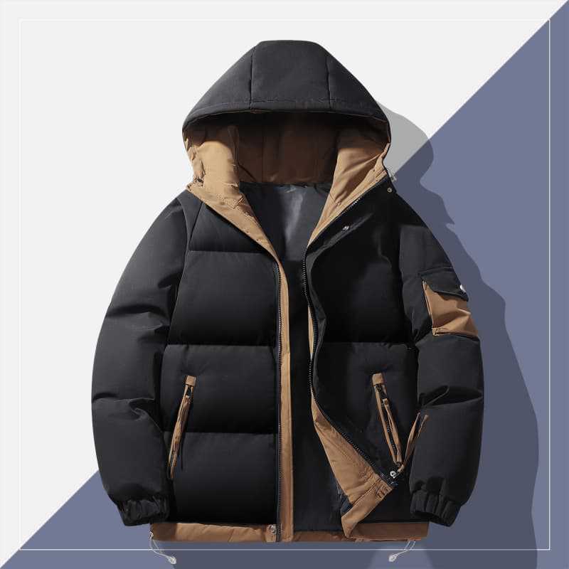 Herren urbaner Steppanorak mit Kapuze, kontrastiertem Futter und Multitaschen Drune