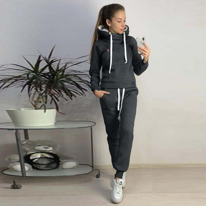 Damen Sportliches Hoodie-Set mit bequemer Passform und elastischen Hosen Drune