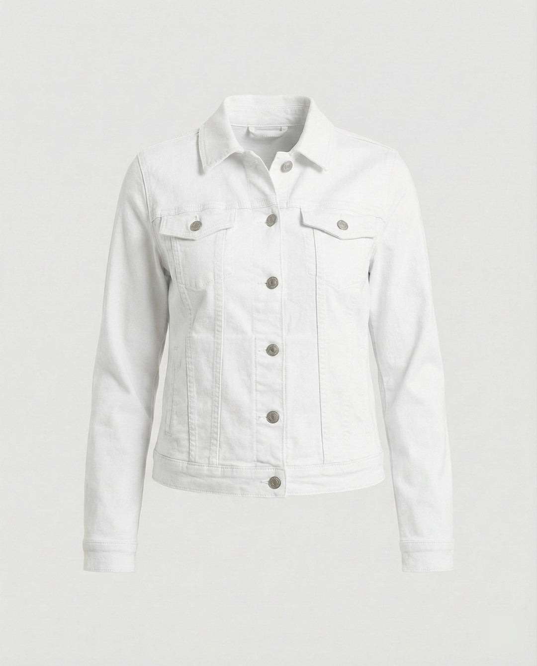 Damen Mode kurze klassische Jeansjacke mit aufgesetzten Brusttaschen und verkürztem Saum Drune