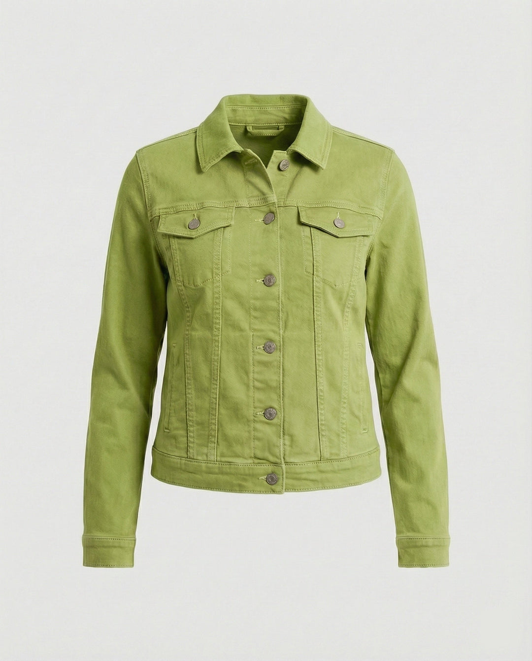 Damen Mode kurze klassische Jeansjacke mit aufgesetzten Brusttaschen und verkürztem Saum Drune