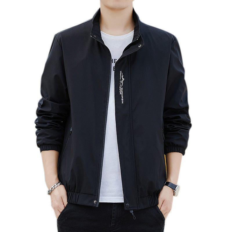 Herren Leichte wasserabweisende Kapuzenjacke im Urban-Minimalstil mit Reißverschluss Drune