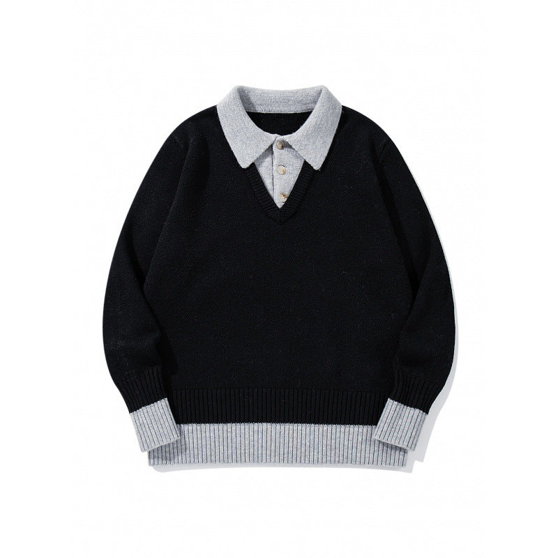 Herren Oversized Feinstrick-Polo mit kontrastbesetztem Hemdkragen und Rippenbündchen Drune