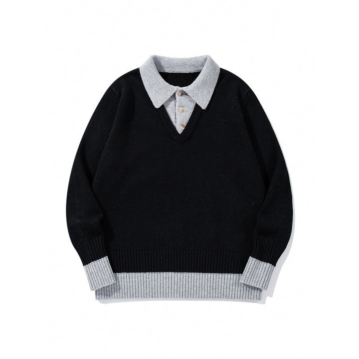 Herren Oversized Feinstrick-Polo mit kontrastbesetztem Hemdkragen und Rippenbündchen Drune