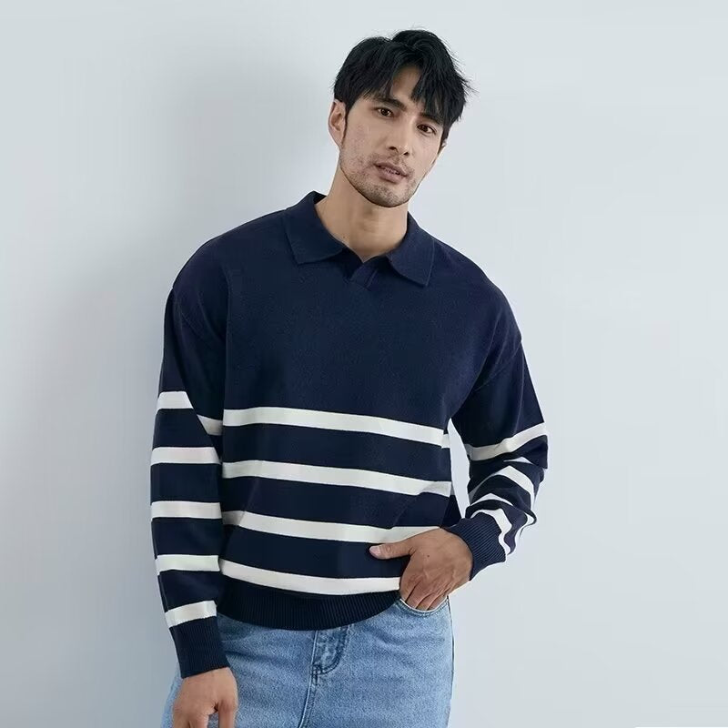 Herren Modisches Strickoberteil mit Streifen Drune