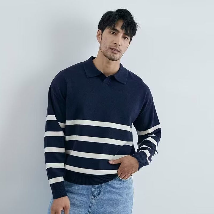 Herren Modisches Strickoberteil mit Streifen Drune