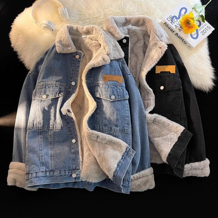 Damen Weiche Fleece-gefütterte Denimjacke Drune