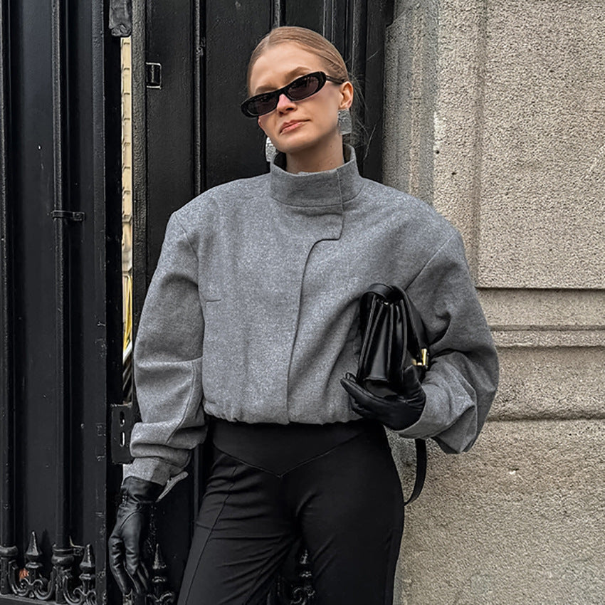Damen Modische Oversized Jacke mit hohem Kragen und innovativem Design Drune