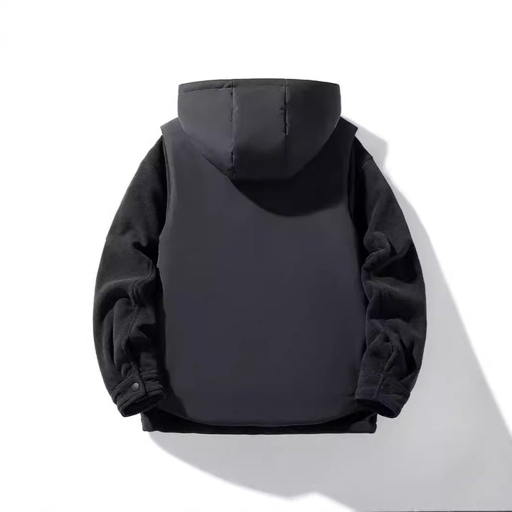 Herren Wärmende Outdoor-Kapuzenjacke mit Fleece-Innenlayer und Multifunktionstaschen Drune