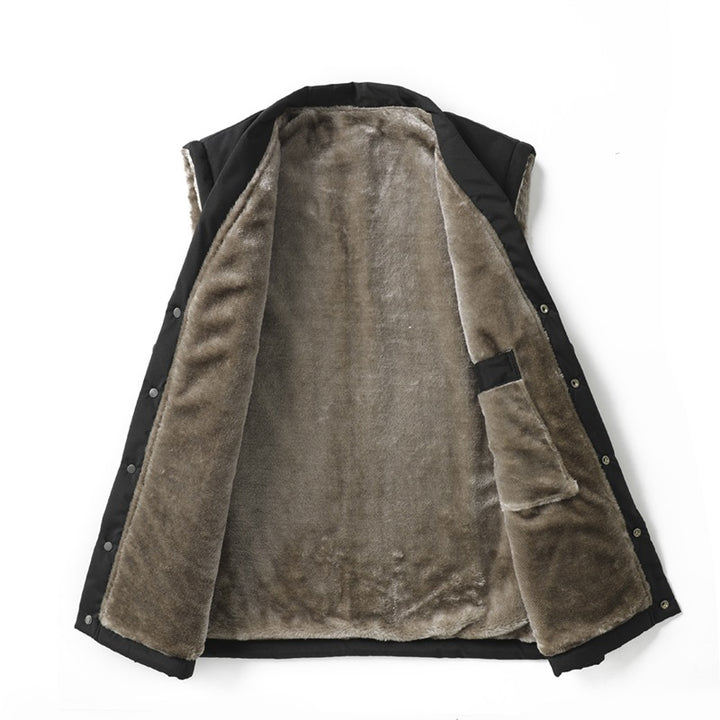 Herren Thermische Steppweste mit Kunstfell-Innenfutter, Druckknopfblende & verdeckten Eingrifftaschen Drune