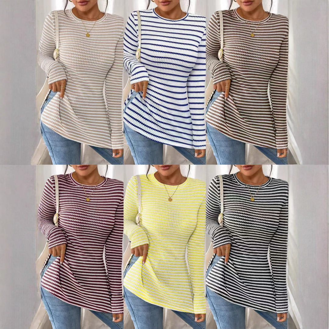 Damen Langarmshirt mit modernem Strickmuster und seitlichen Schlitzen Drune