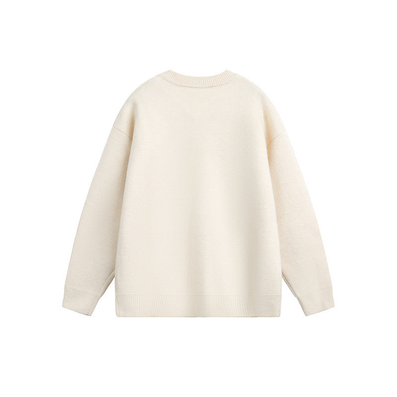 Damen Gestrickte Oversize-Cardigan mit verspielten Hunde-Stickereien Drune