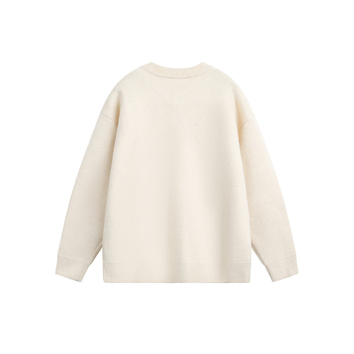 Damen Gestrickte Oversize-Cardigan mit verspielten Hunde-Stickereien Drune