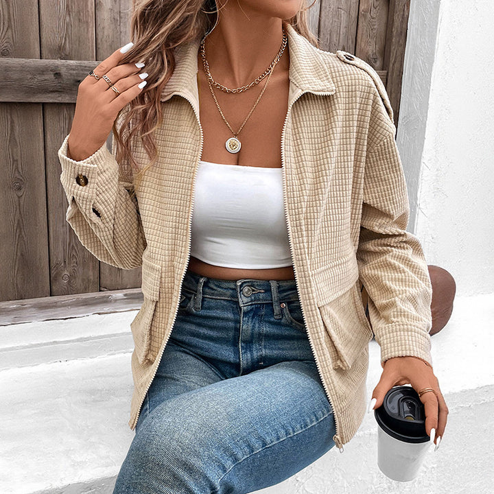 Damen Strukturierter Cord-Utility-Blouson mit Reißverschluss und Pattentaschen Drune