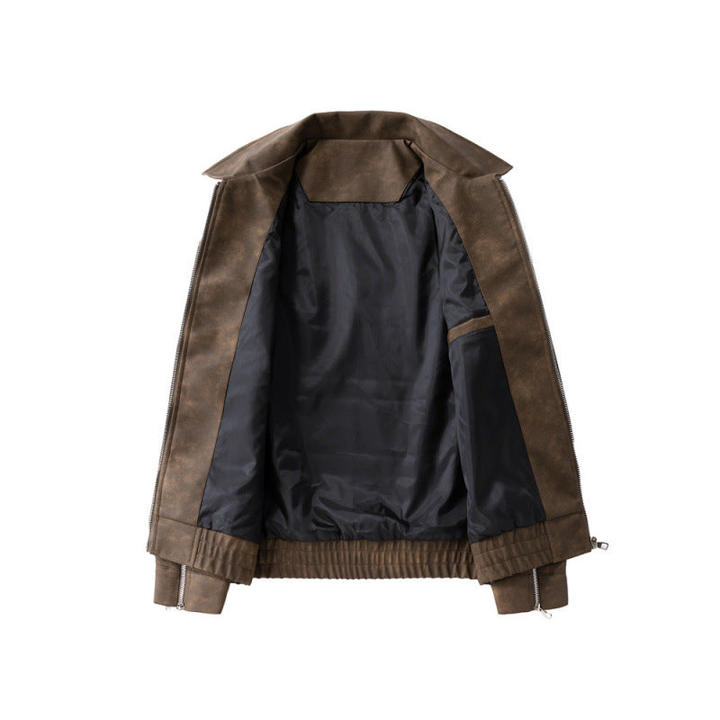 Herren Lässige Kunstlederjacke Drune