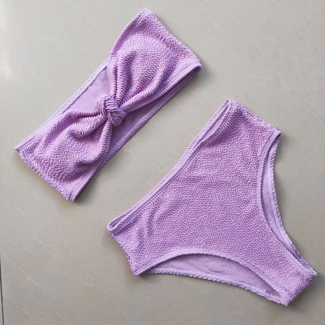 Damen Bikini-Set mit strukturierter Oberfläche und modischem Knoten Drune
