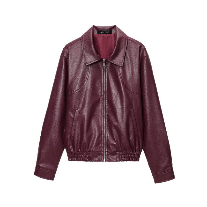 Damen Kunstlederjacke mit elastischem Bund und sportlichem Schnitt Drune