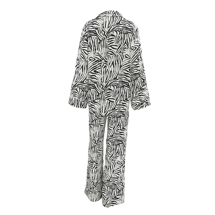Damen Elegante Zebra-Muster Übergröße Pyjama-Anzug Drune