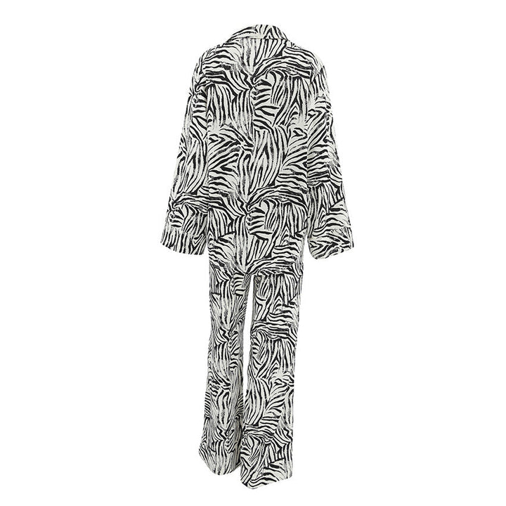 Damen Elegante Zebra-Muster Übergröße Pyjama-Anzug Drune