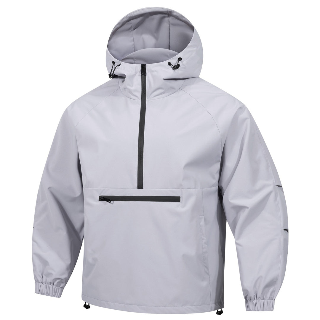 Herren Wind- und Wasserabweisende Anorak-Pulloverjacke mit Halbreißverschluss und Kängurutasche Drune