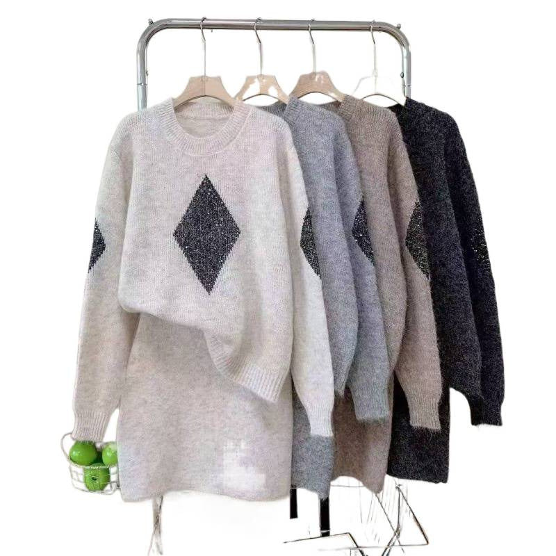 Damen Strickpullover mit elegantem Diamantmotiv und gemütlichem Schnitt Drune