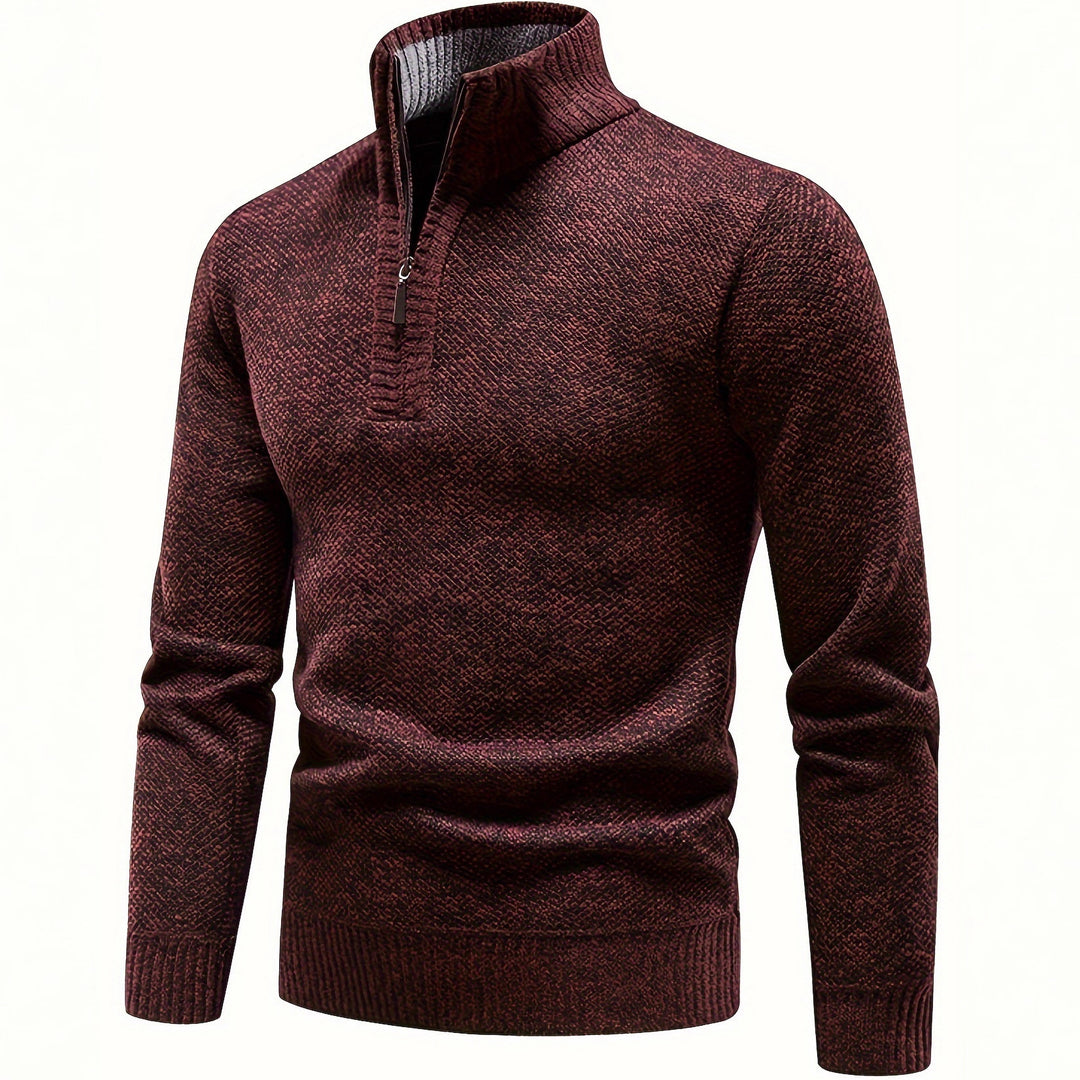 Herren Thermo-Strickpullover mit Stehkragen und Halbzip Drune