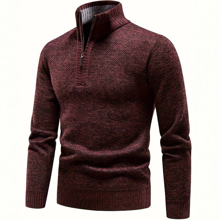 Herren Thermo-Strickpullover mit Stehkragen und Halbzip Drune