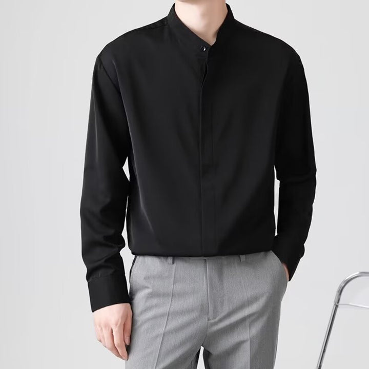 Herren Elegantes Stehkragenhemd Drune