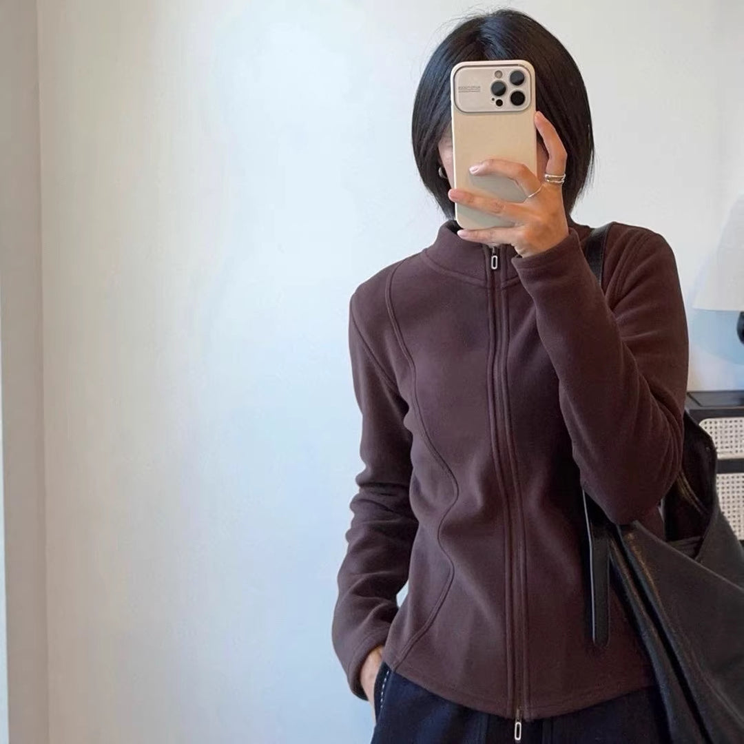 Damen Fleece-Jacke mit innovativem Stehkragen und sportlichem Schnitt Drune