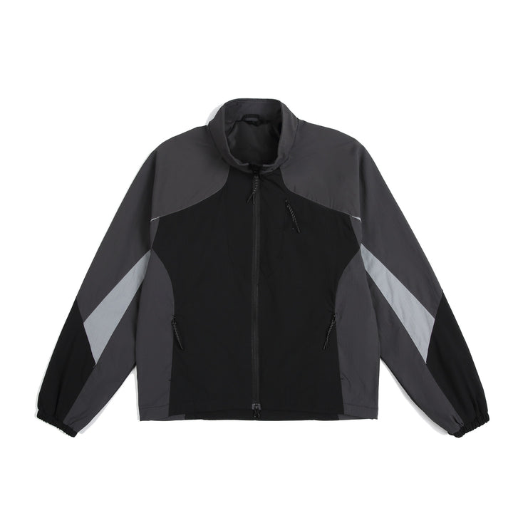 Unisex Leichte Windjacke mit hohem Kragen, Farbmix‑Paneelen und verstellbarem Saum Drune