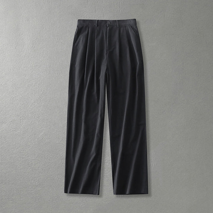 Damen Weite Bundfalten-Hose mit hoher Taille Drune